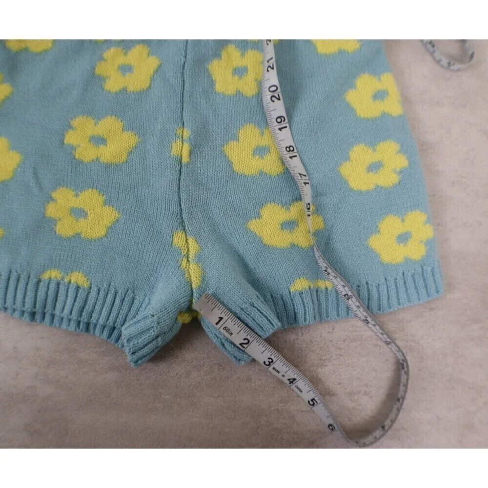 Lena Size S Floral Knit Retro Loungwear Cropped Top High Rise Short NEW Set 70s